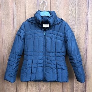 Calvin Klein puffer down hooded coat black small